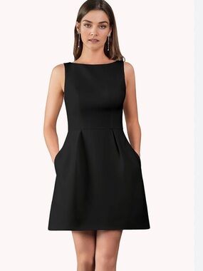 Milly Black Sleeveless Fit-and-Flare Dress